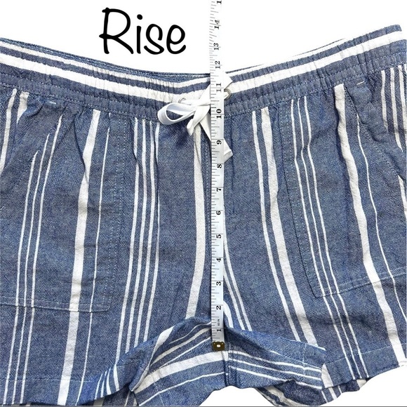 Nautica Soft Linen Pull On With Pockets Light Blue White Stripe Short Size Large - Picture 14 of 17